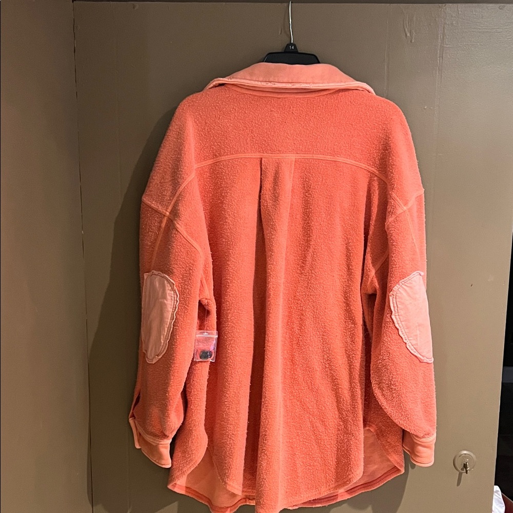 Free People Ruby Shacket in Scarlet Ibis Sz L Brand New